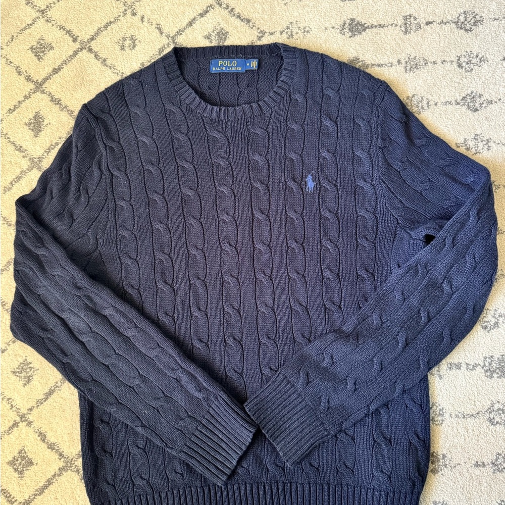 Ralph Lauren Men's Dark Blue Cable Knit Sweater